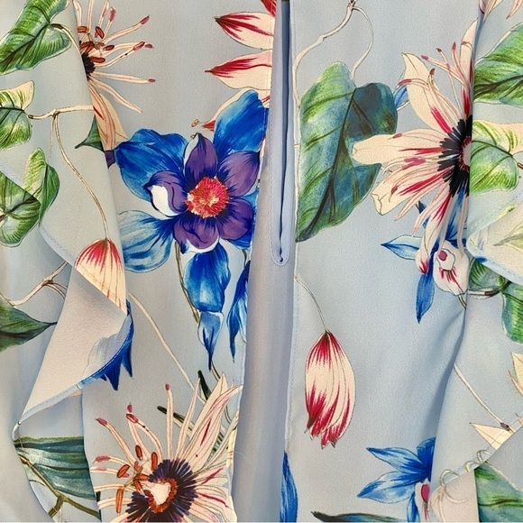 H&M Mama Baby Blue Sleeveless Chiffon Floral Nursing Dress - Picture 7 of 16